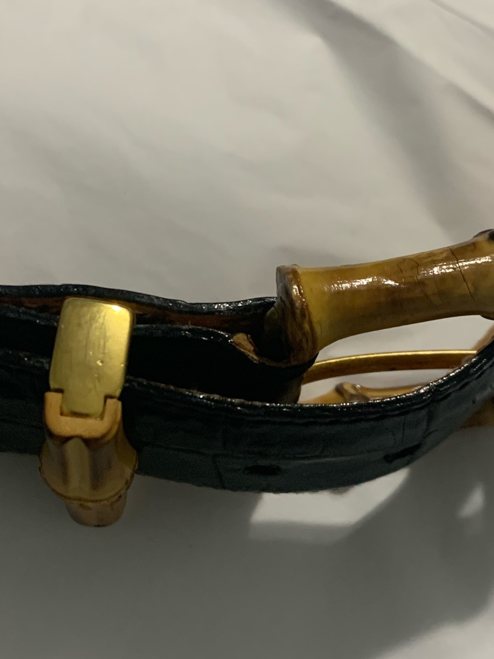 Harold's Powell Black Leather Belt with Bamboo-Style Buckle - Picture 4 of 16